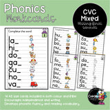 Phonics Workcards (Mixed vowels) - Missing final consonant