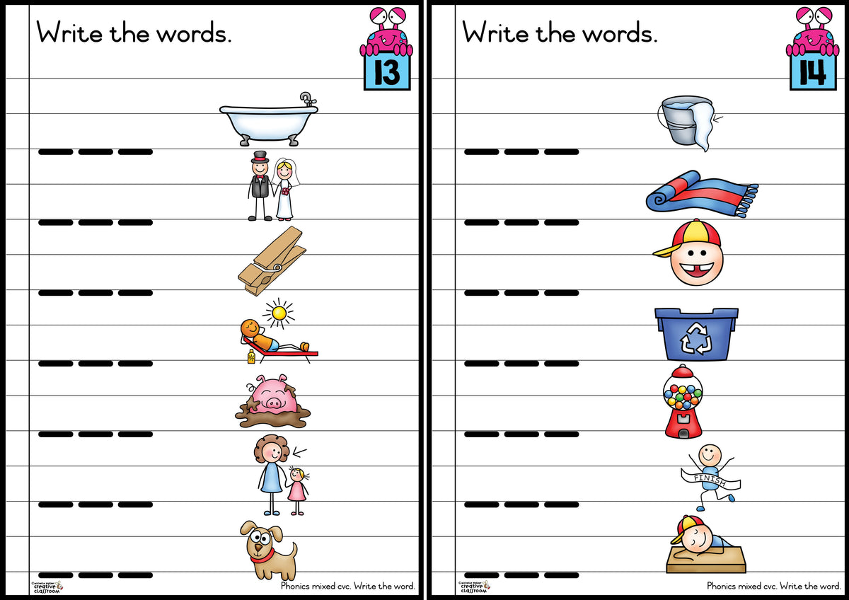 Phonics Workcards (Mixed vowels) - Write the word – Creative Classroom