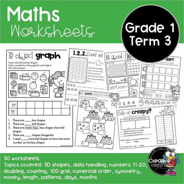 Maths Worksheets Grade 1 Term 3