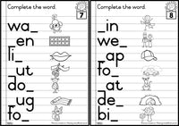Phonics Workcards (Mixed vowels) - Missing initial/final consonant